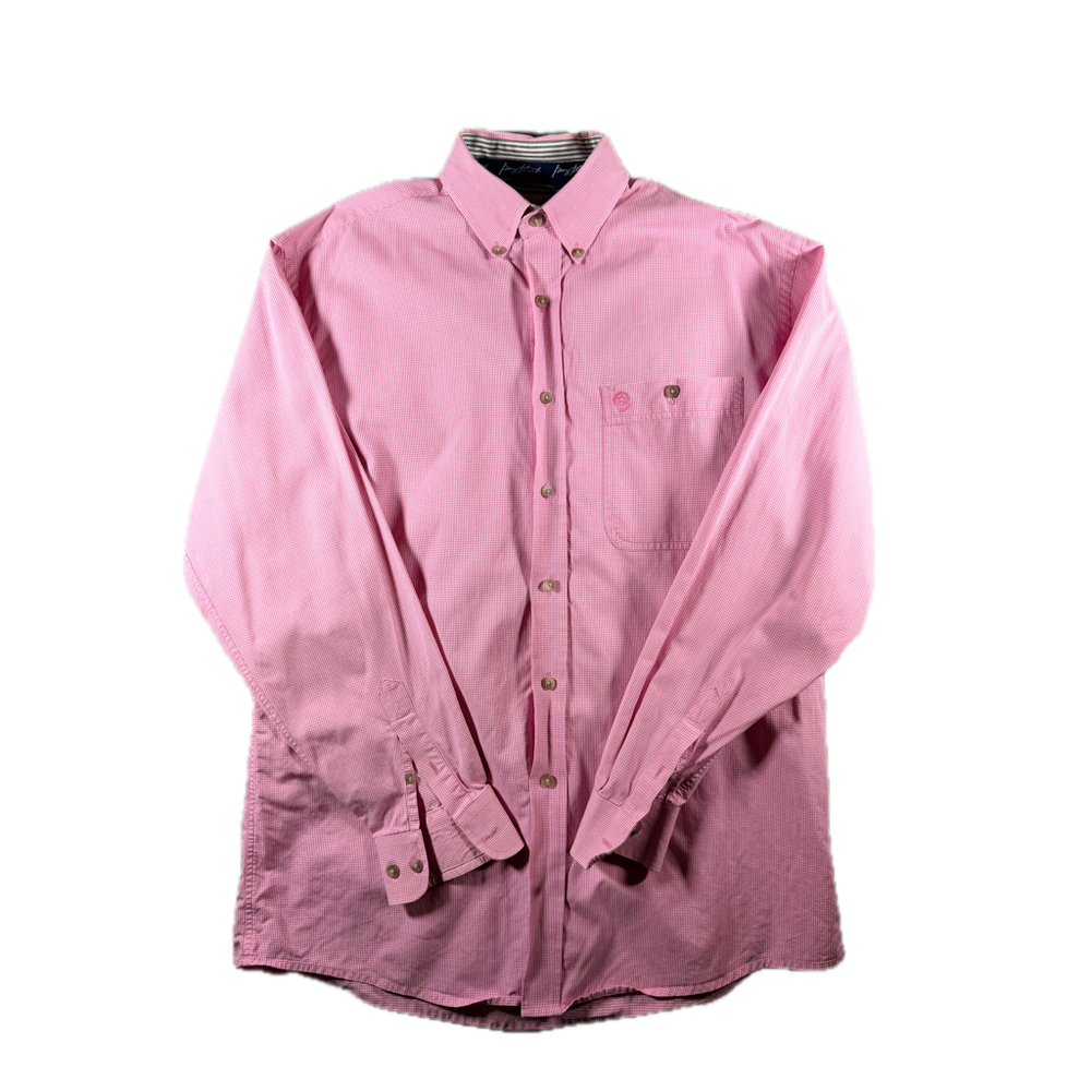 Wrangler George Strait Cowboy Cut Mens M Pink Gingham Check Button Down Shirt